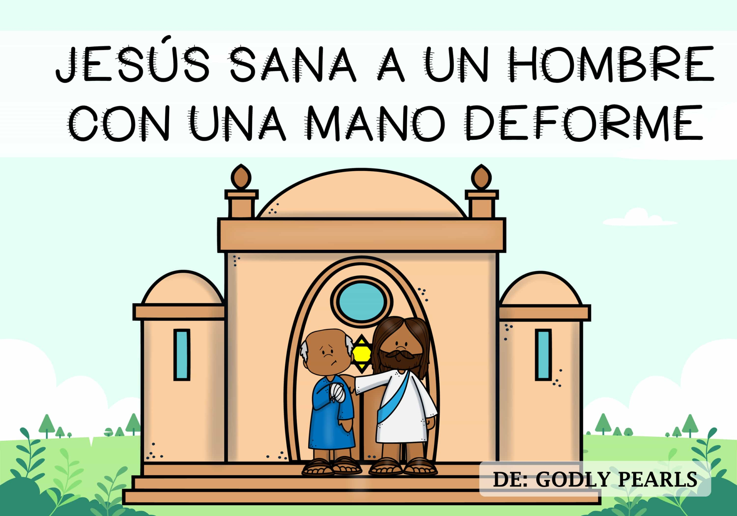 Jesús sana a un hombre con una mano deforme